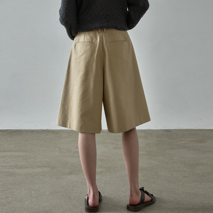 Dame brede bomulds-chino-shorts med elegant snit og praktiske lommer Stilla