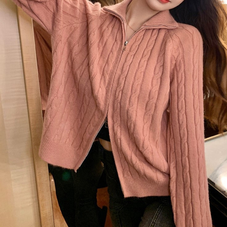 Femme Kabelstrik Zip-Up Cardigan Stilla