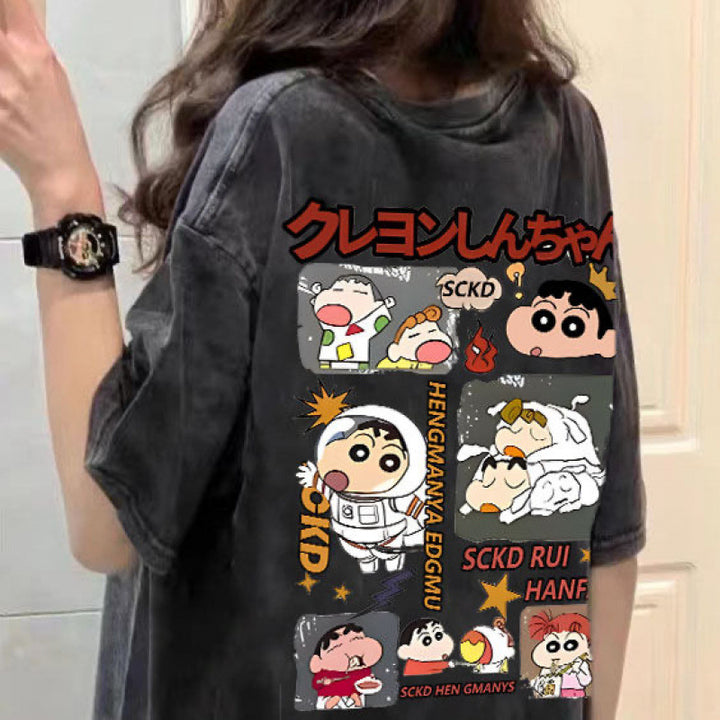 Dame T-Shirt med kreativt tegneserieprint Stilla