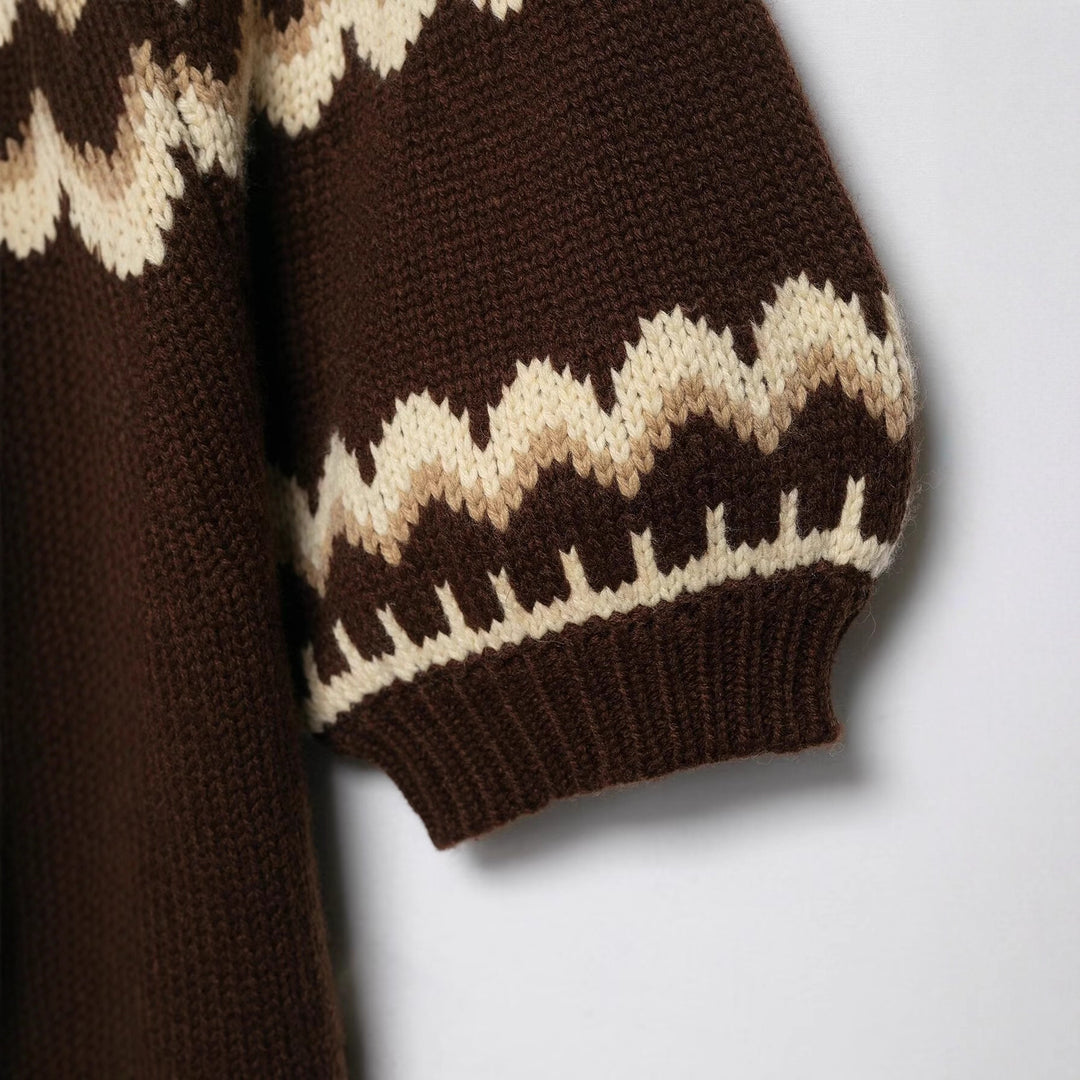 Kvinders strikket sweater med norsk mønster og dropped skuldre Stilla