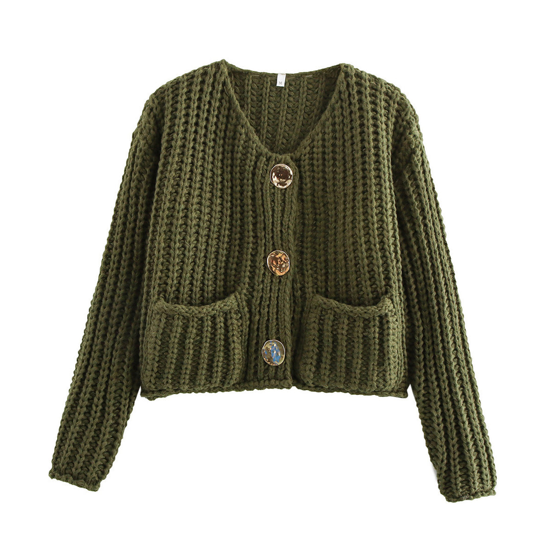 Femme Chunky Strikjakke med frontlommer Stilla