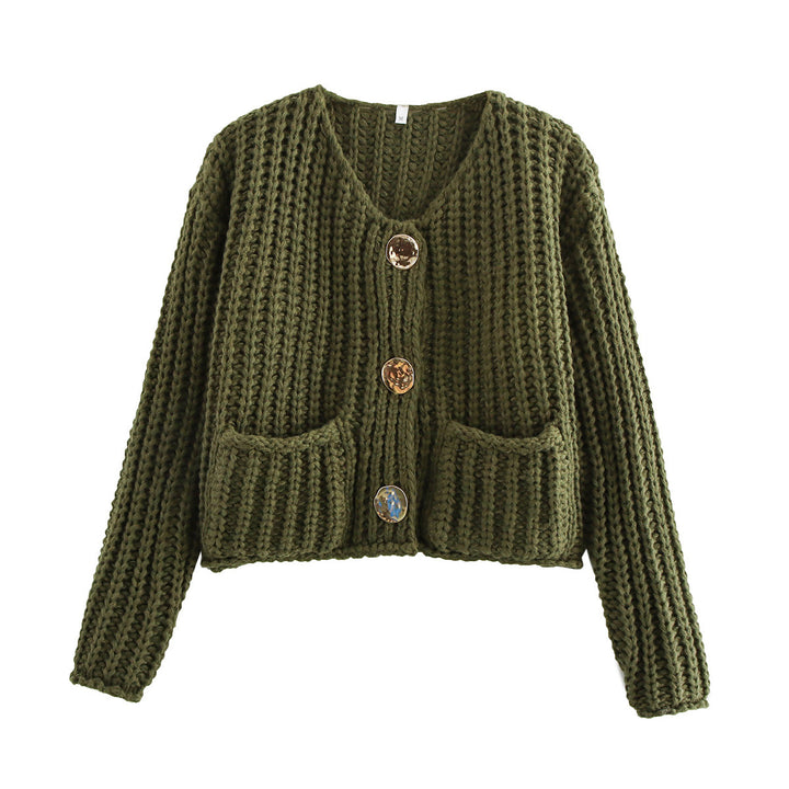 Femme Chunky Strikjakke med frontlommer Stilla
