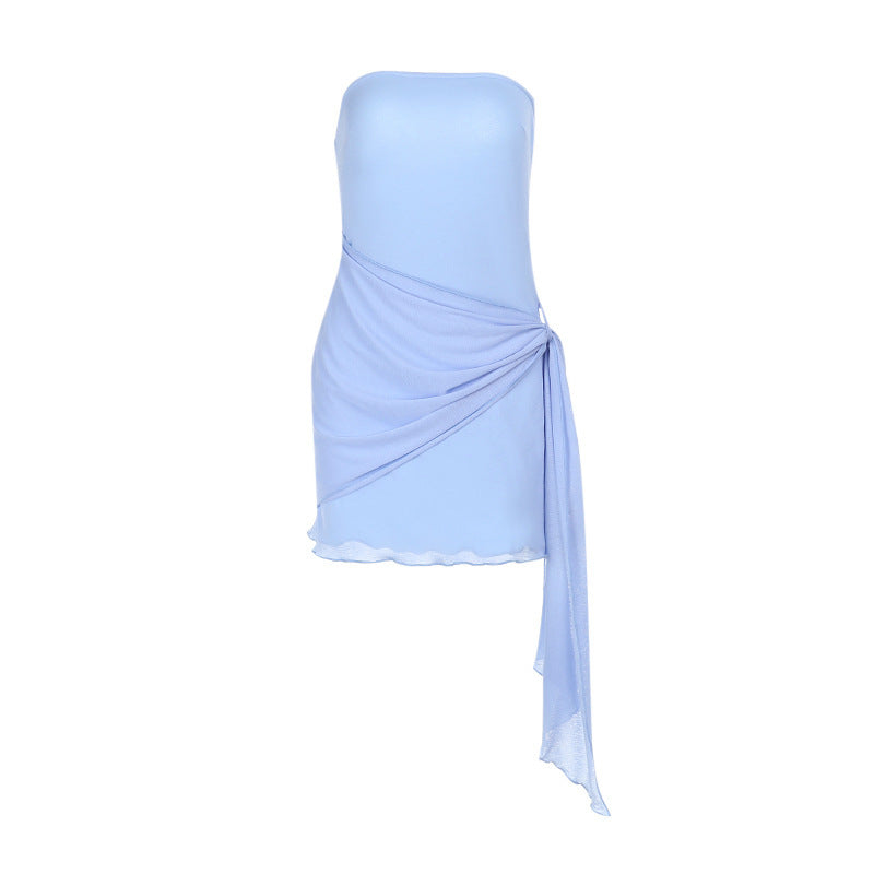 Kvindernes wrap kjole med off-the-shoulder design og asymmetrisk drapering Skovae
