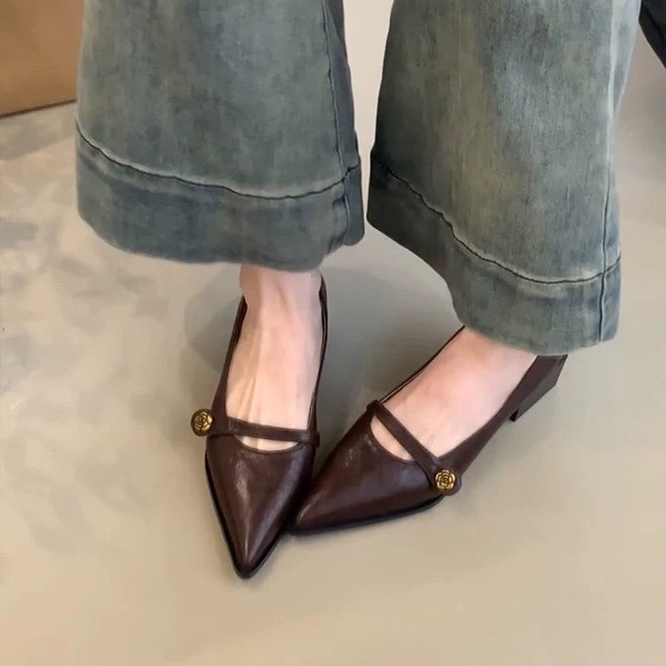 Dame spids Slingback-Ballerinas med fashionable rem og elegant detalje Stilla