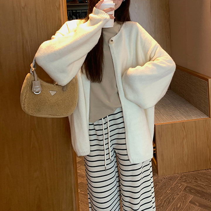 Femme Knapstol Løs Strik Cardigan Stilla