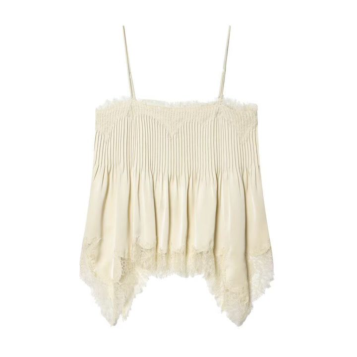 Dame spidsed cami med elastisk detalje og flydende snit Skovae