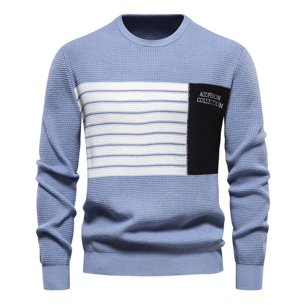 Herrer strikpullover med moderne stribemønster og unik tekstur Stilla
