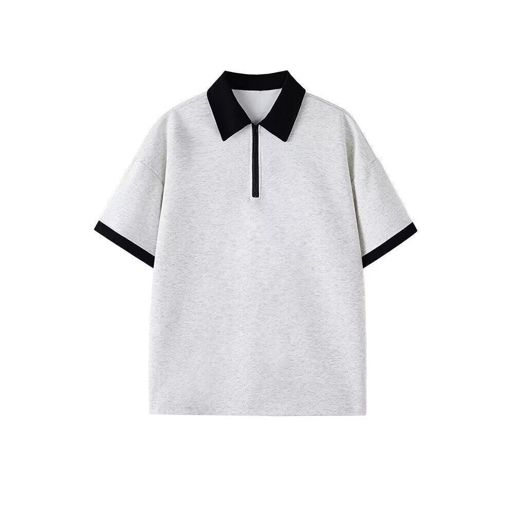 Herrer Poloshirt med moderigtigt lynlåsdetaile og kontrasterende krave Stilla