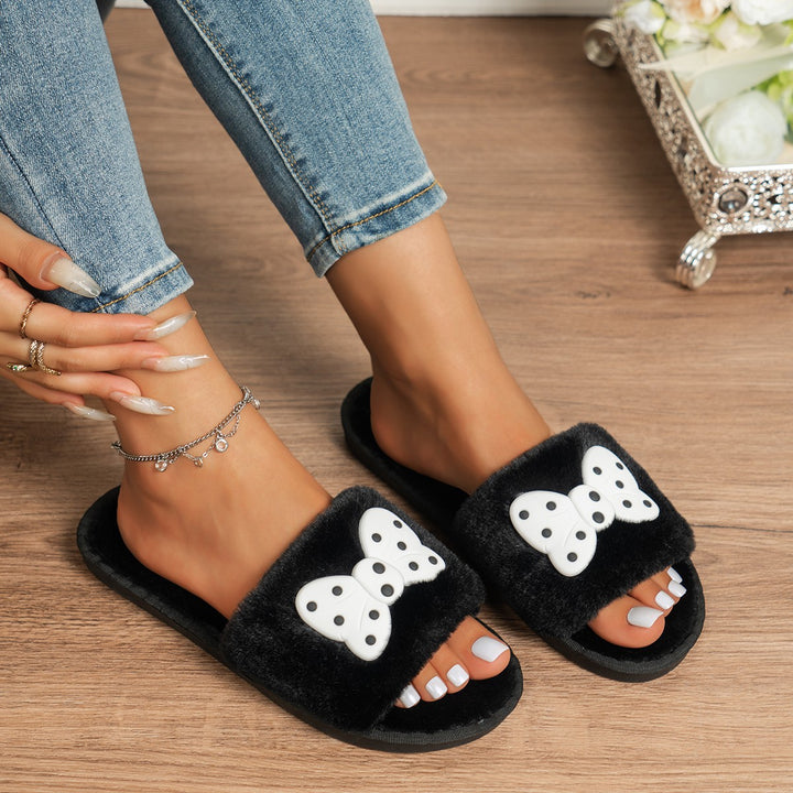 Dame Fluffy Pantofler med legende sommerfugledesign Stilla