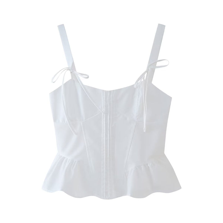 Femme Peplum Bluse med justerbare bindebånd Stilla