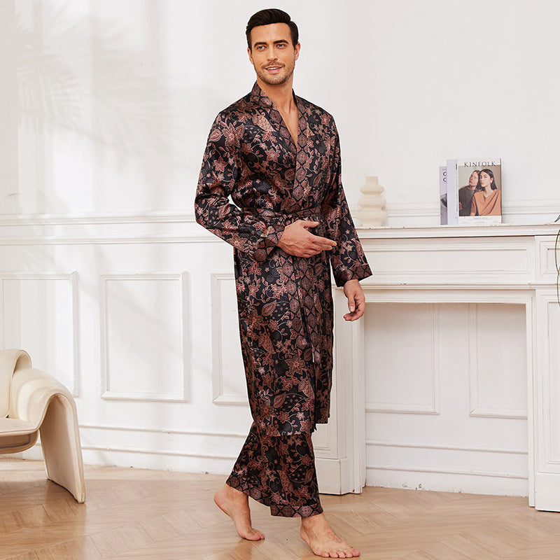 Herrer pyjamas med elegant kimono-design Stilla