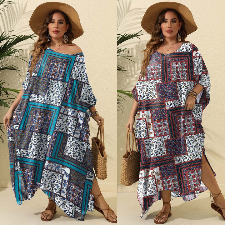 Dame Bohemian Print Maxi Kaftan Kjole Stilla