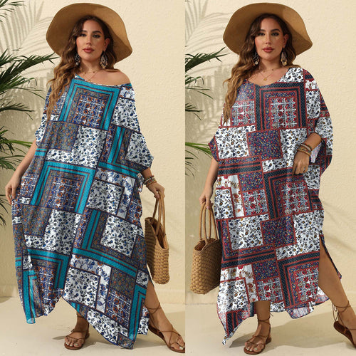 Dame Bohemian Print Maxi Kaftan Kjole Stilla