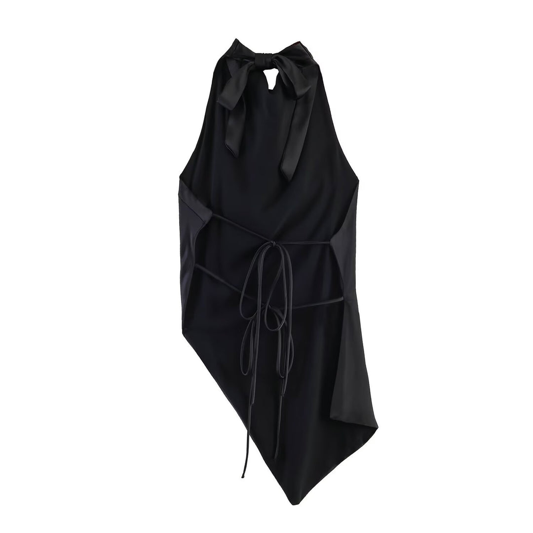 Dame asymmetrisk satin kjole Skovae