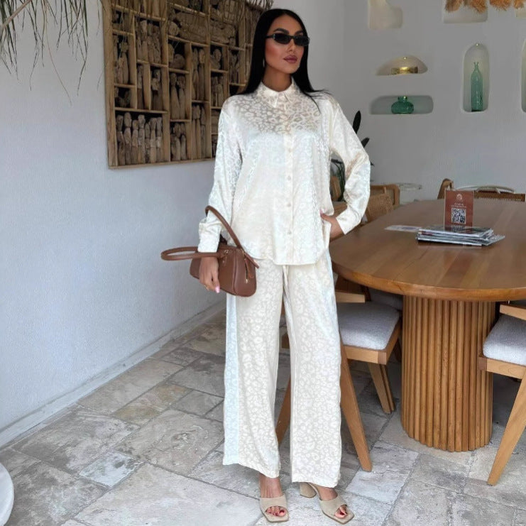 Dame Luxe Satin Pyjamas-Sæt med elegant Overdel- og Bukse-Kombination Stilla