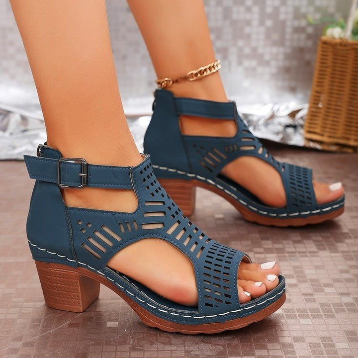 Dame elegante Sandaler med detaljeret Cut-Out-udformning og komfortabel hæl Stilla