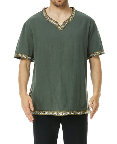 Herrer Broderet V-hals Tunika-top Stilla