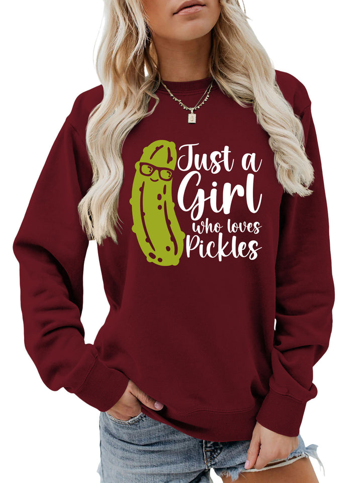 Kvinders sweatshirt med humoristisk agurkmotiv og afslappet pasform Stilla