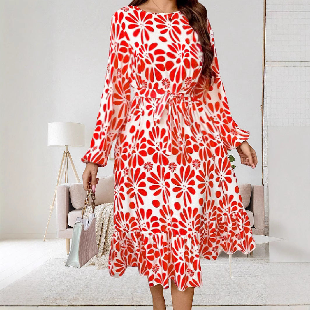 Dame Floral Print Ruffle Maxi Kjole Stilla