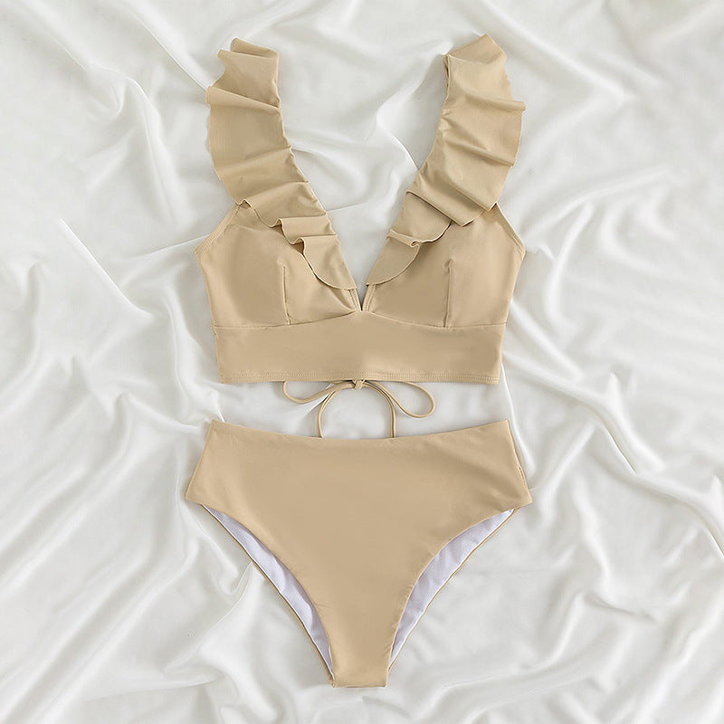 Dame bikini-sæt med flæsede detaljer og raffineret snøre-design Stilla