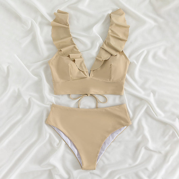Dame bikini-sæt med flæsede detaljer og raffineret snøre-design Stilla