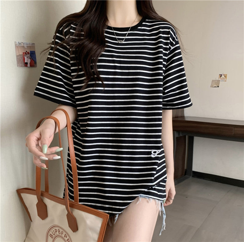 Damer Stribet Oversized T-Shirt Stilla