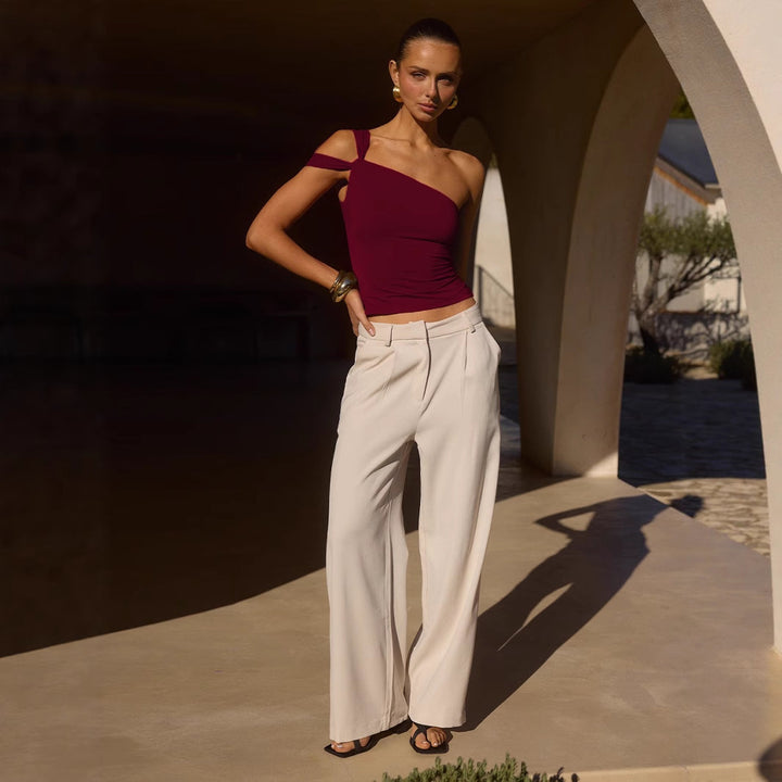 Dame asymmetrisk En-skulder-top Stilla