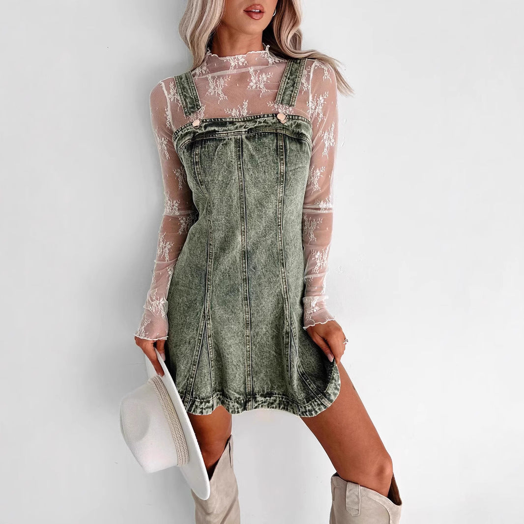 Dame Jeans-rammekjole med elegante stropper og afslappet snit Stilla