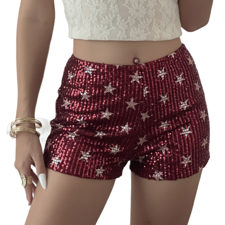 Dame Mini skirt med funklende paljetter og legende prikdesign Skovae