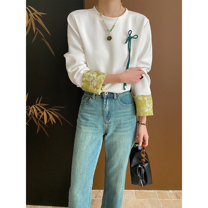Dame Fashionable Sweatshirt med Blomsterkrave Stilla