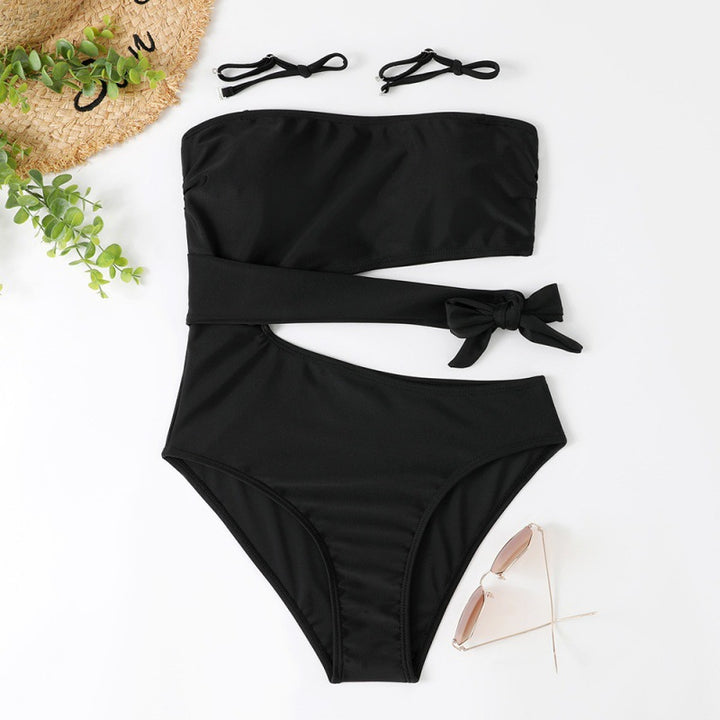 Damer Bandeau Bikini med asymmetrisk snit og moderigtigt dyreprint Skovae