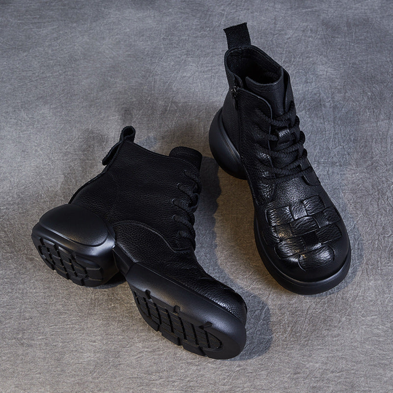Dame Chunky platform snørestøvler med vævet detalje Stilla