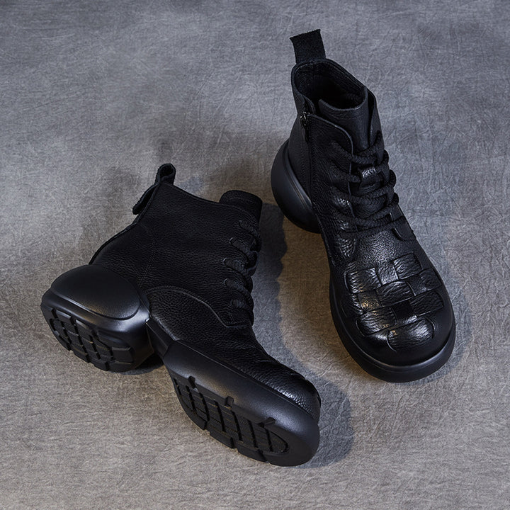 Dame Chunky platform snørestøvler med vævet detalje Stilla