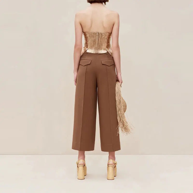 Damer Couture Bustier med skinnende plisserede indlæg og peplum-snit