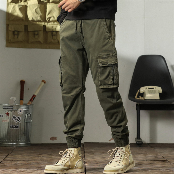 Herrer elegante Cargo-Bukser med funktionelle lommer og elastisk talje Stilla