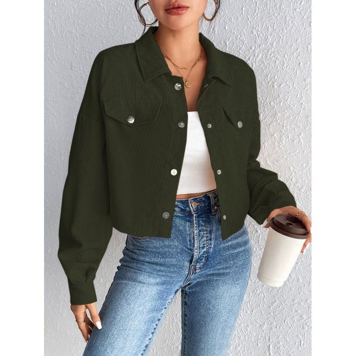 Dame Cordjakke i cropped design Stilla