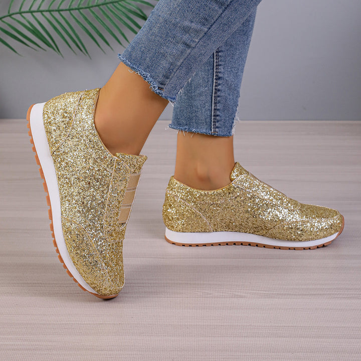 Dame Sneakers med glitrende glimmerdesign og elastisk indgang Stilla