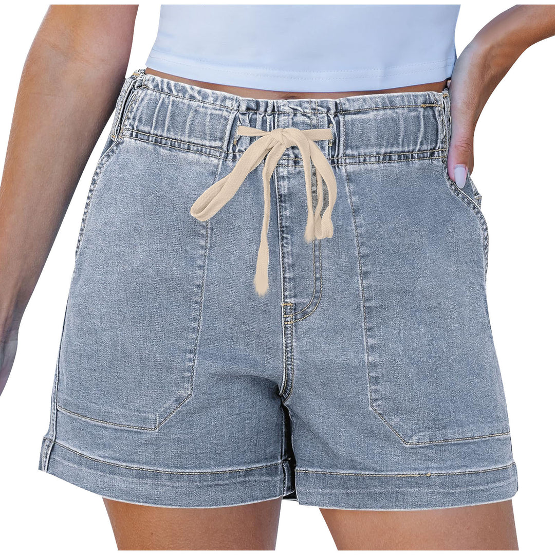 Dame behagelige Denim-shorts med elastik og praktiske lommer Skovae