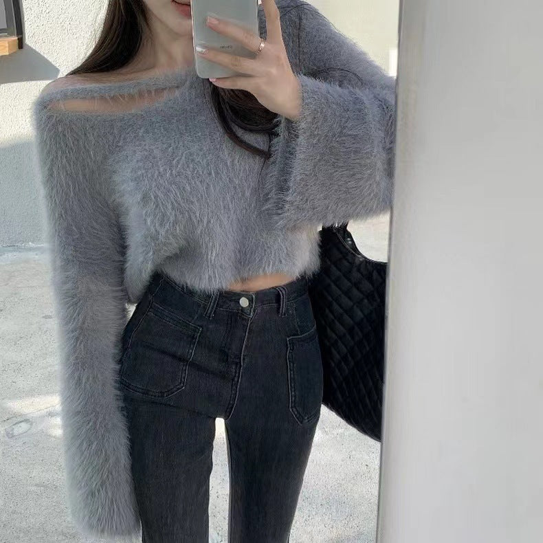 Femme Soft Fluffy Knit Pullover Sweater Stilla