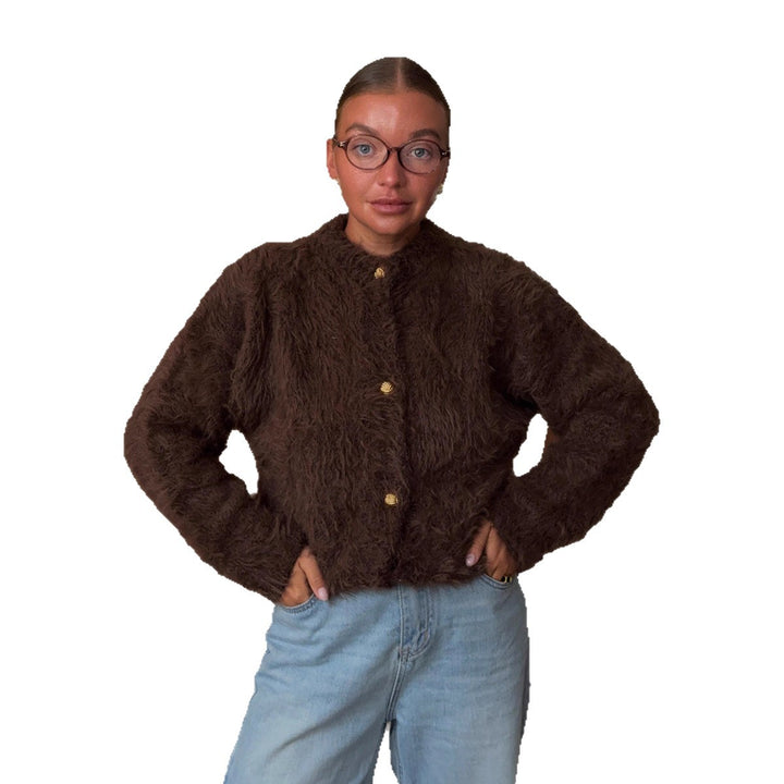 Kvinders fluffy striktrøje lavet af 100% nylon med casual snit Stilla