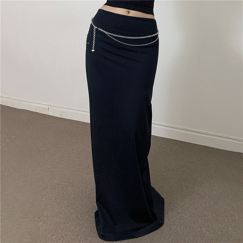 Dame Elegante Midi-nederdel med sideslids og elastisk talje Skovae