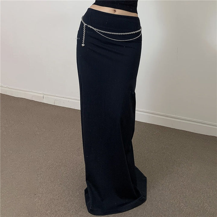 Dame Elegante Midi-nederdel med sideslids og elastisk talje Skovae
