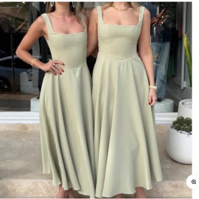 Dame maxikjole med smalle stropper og flydende skirt Stilla