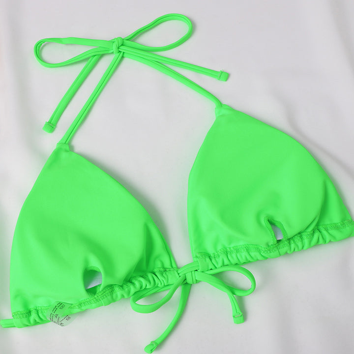 Dame Triangel-Bikini med legende sløjfer og høj benudskæring Skovae