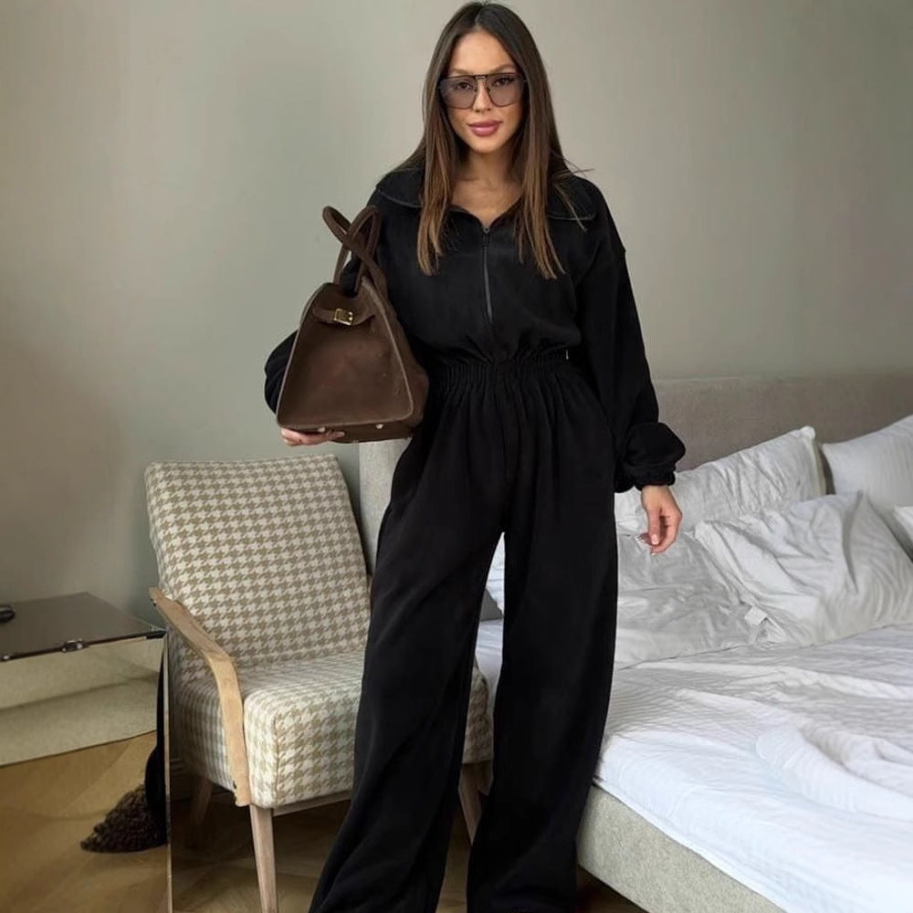 Damer behagelig og stilfuld fleece-jumpsuit Stilla