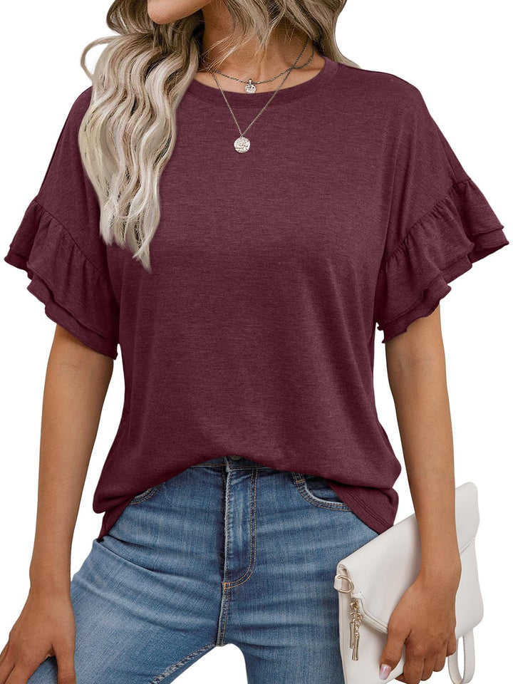 Dame afslappet T-shirt med flæser Stilla