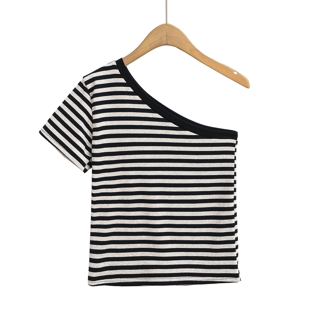 Dame asymmetrisk stribetop Stilla