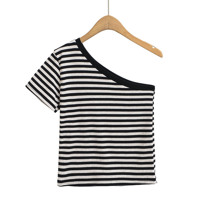 Dame asymmetrisk stribetop Stilla