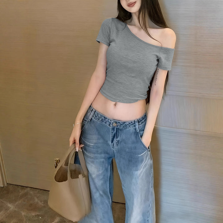Dame afslappet Crop-Top i Off-Shoulder stil Skovae