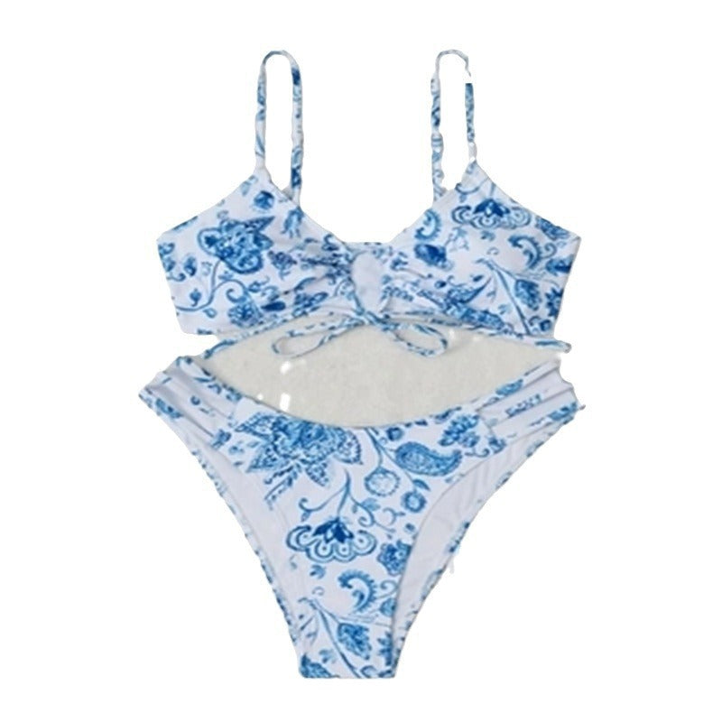 Dame Bikini-sæt med blomsterdesign og raffineret snøring Skovae